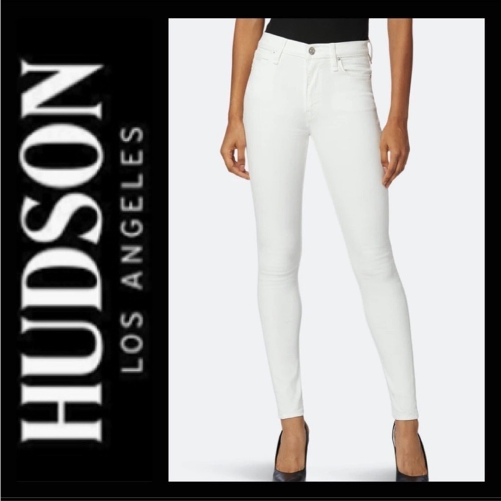 Hudson Barbara High Waist Super Skinny Ankle White Jeans NWT